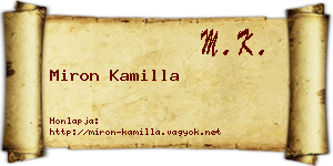 Miron Kamilla névjegykártya